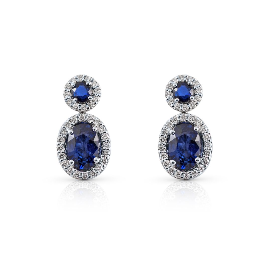 Sapphire And Diamond Drop Earrings | B22479 • Diamonds & Pearls Perth