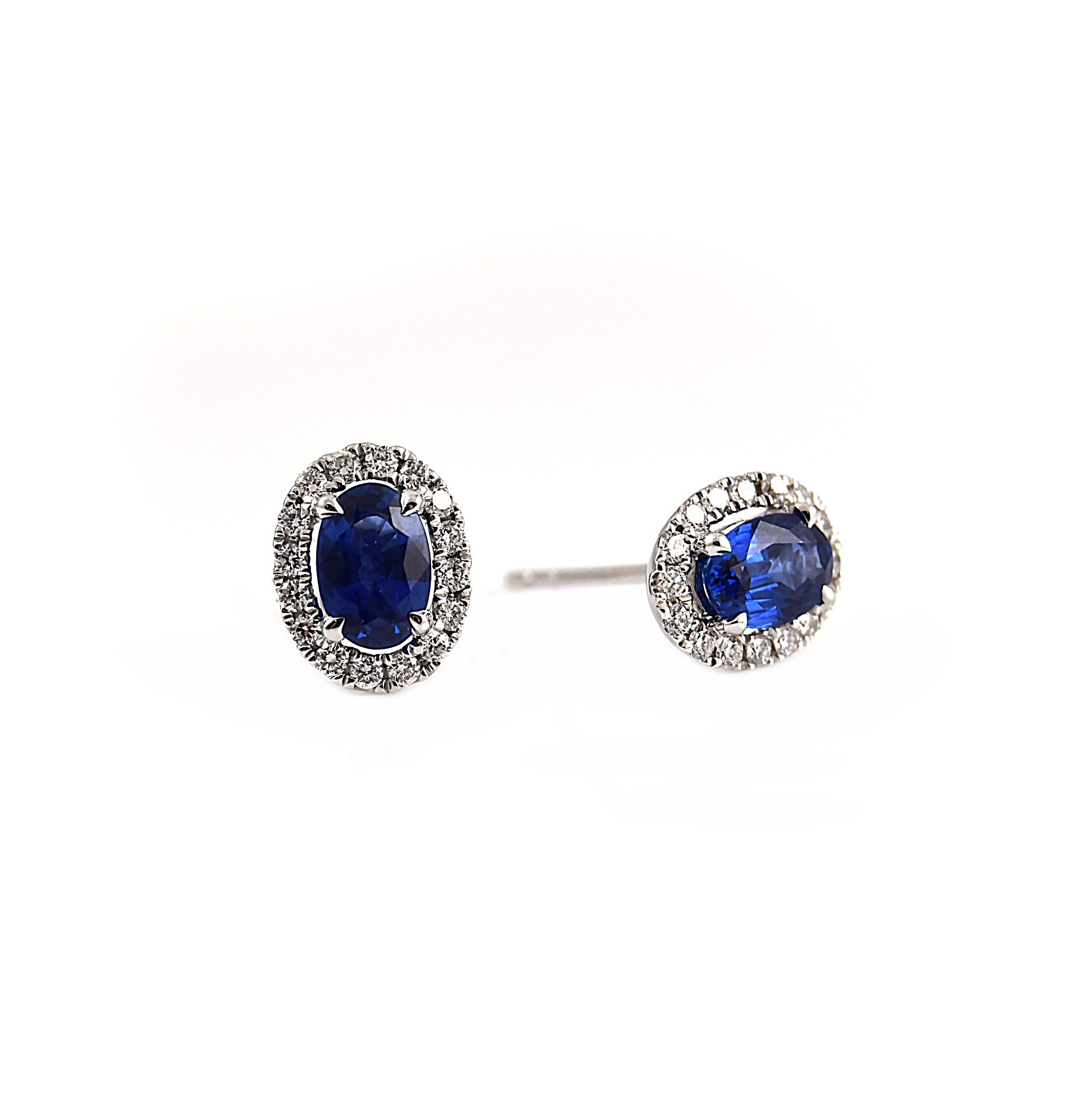 Sapphire Oval And Diamond Halo Earrings B23119 Diamonds Pearls Perth