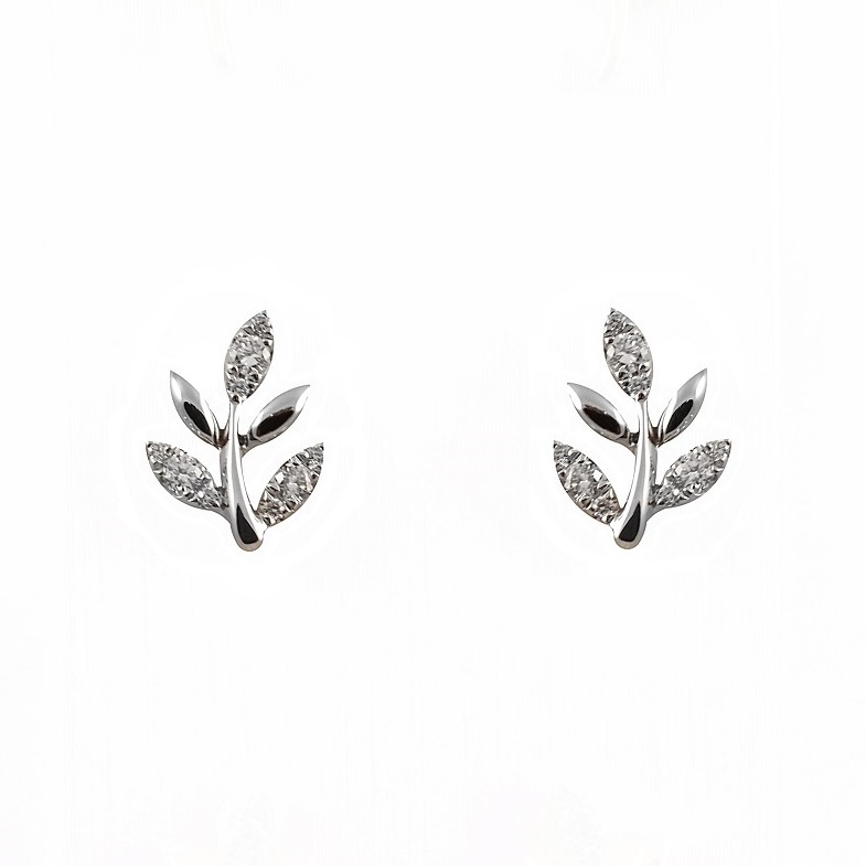 diamond leaf stud earrings