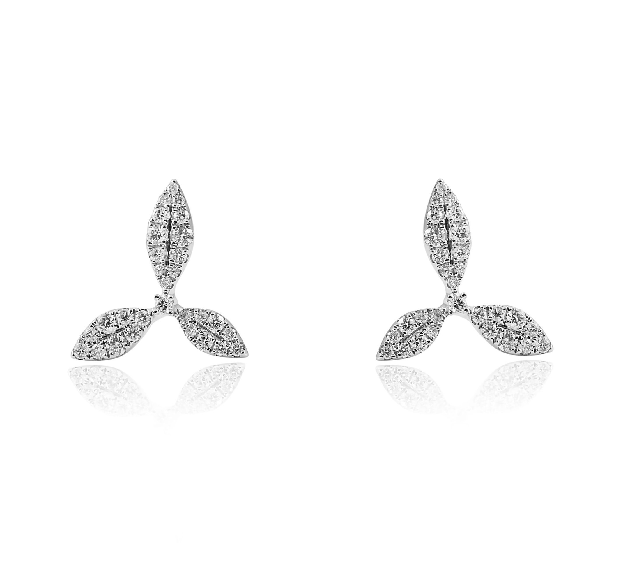 Three leaf diamond stud earrings | B24249 • Diamonds & Pearls Perth