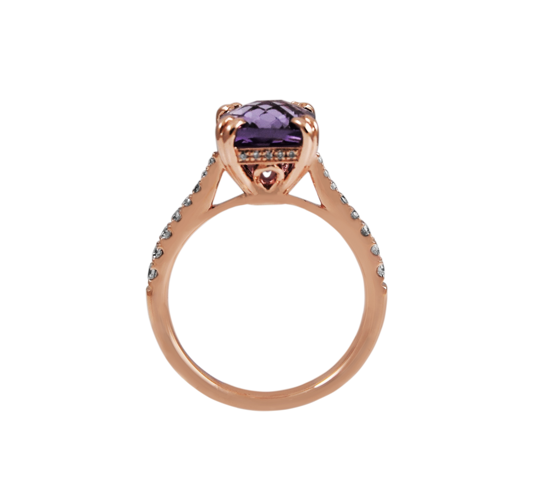 Rose Gold Amethyst And Diamond Dress Ring | B24856 • Diamonds & Pearls ...