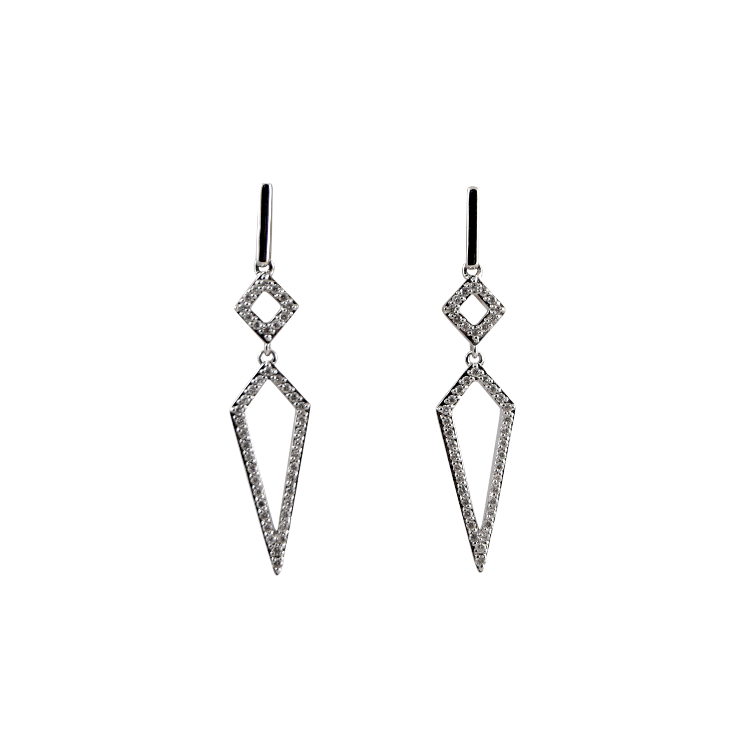 White Gold Geometric Diamond Earrings | B24975 • Diamonds & Pearls Perth