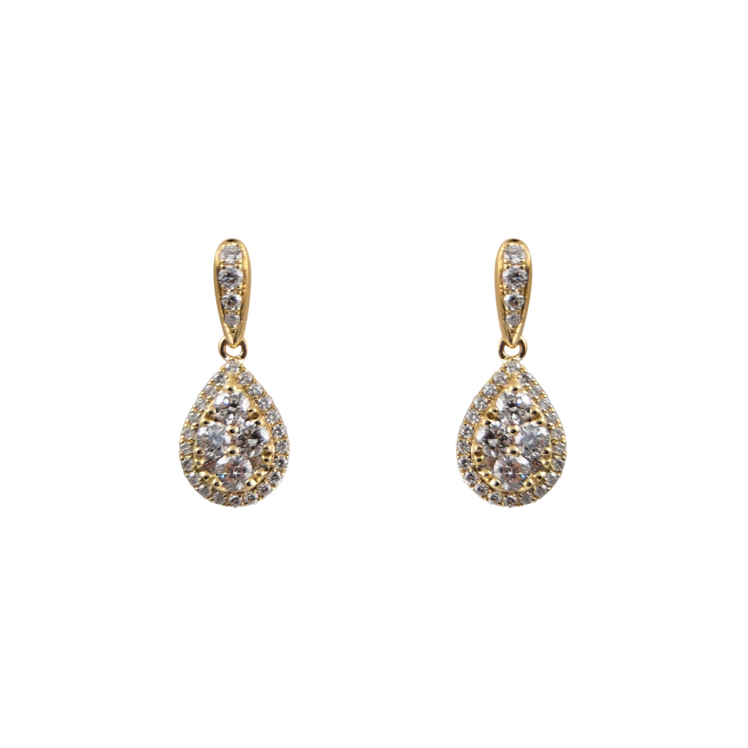 Pear Shape Diamond Cluster Drop Earrings | B25072 • Diamonds & Pearls Perth