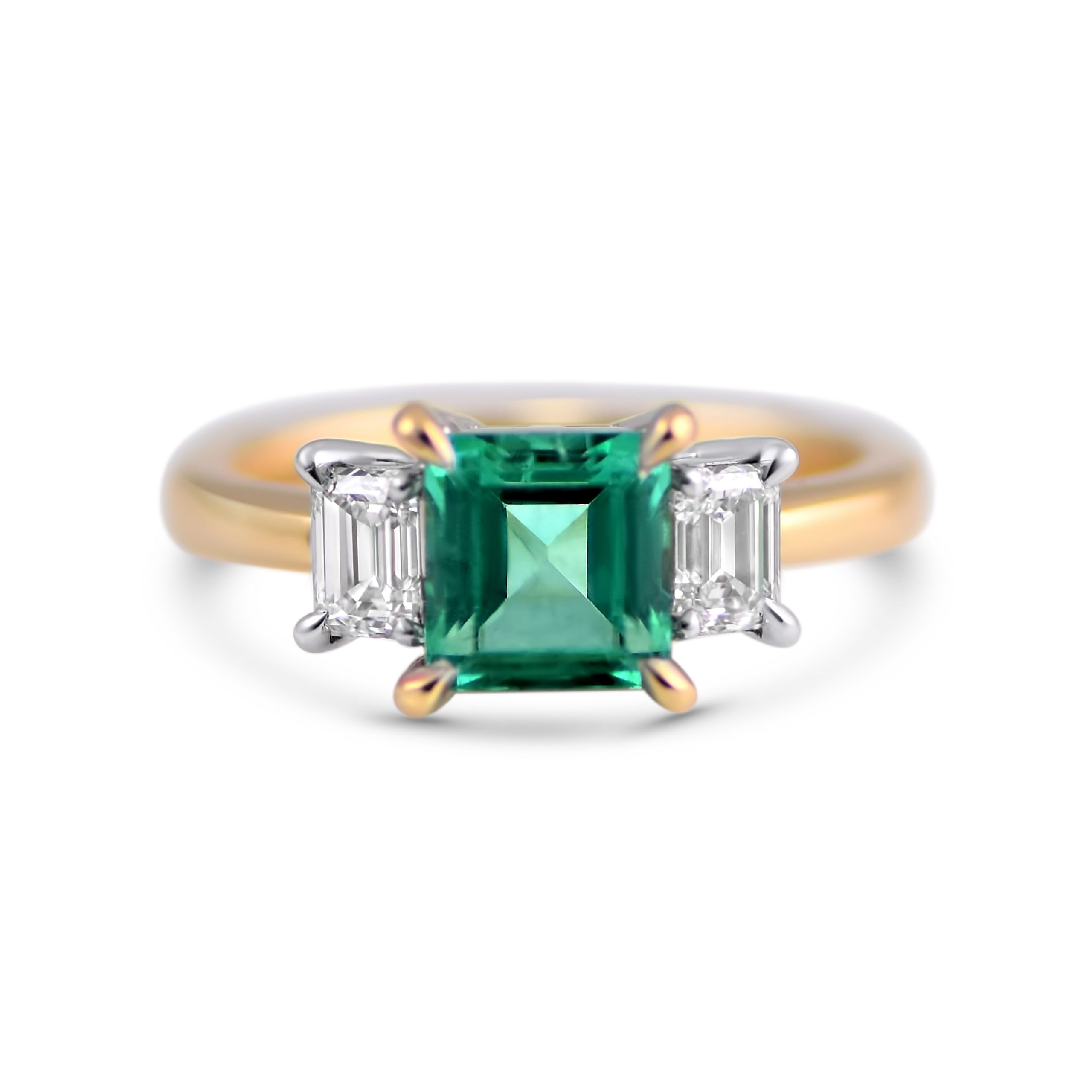 Emerald And Diamond Trilogy Ring | B25523 • Diamonds & Pearls Perth