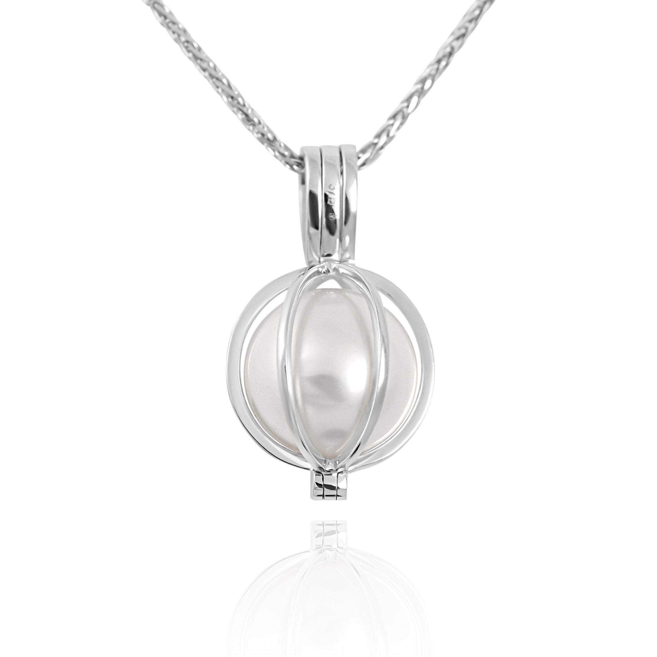 Holding Finger - Solid 925 Sterling Silver - Locket Pearl Cage Pendant -  Hold 6mm-8mm Pearl