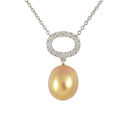 Golden South Sea Pearl Open Oval Necklace