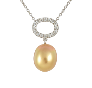 Golden South Sea Pearl Open Oval Necklace