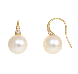 Autore South Sea Pearl and Diamond Hook Earrings