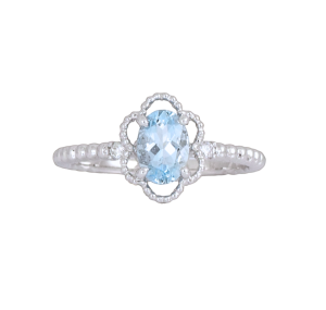 Aquamarine and Diamond Fancy Bead Ring