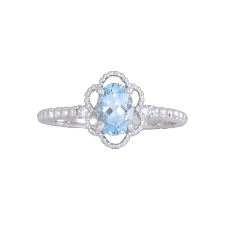 Aquamarine and Diamond Fancy Bead Ring