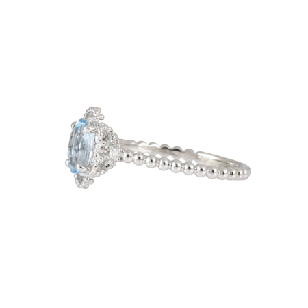 Aquamarine and Diamond Fancy Bead Ring