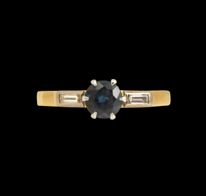 Vintage Blue Sapphire and Diamond Ring