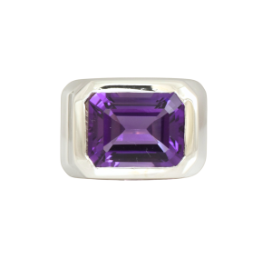 Amethyst Bezel Set Silver Ring